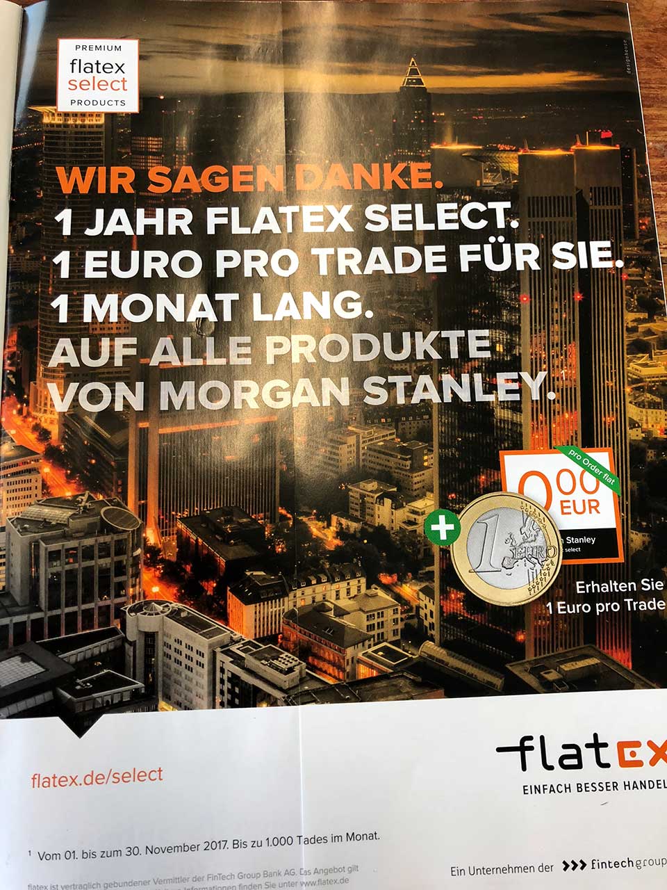 flatex select 365 Tage Magazin das gabs noch nie Morgan Stanley - birthday campaign