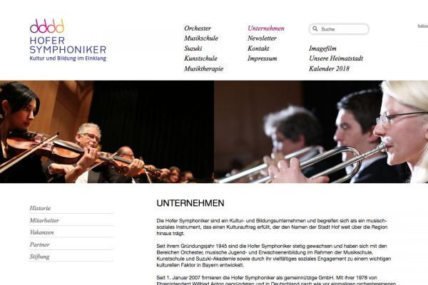 Hofer Symphoniker online Unternehmen