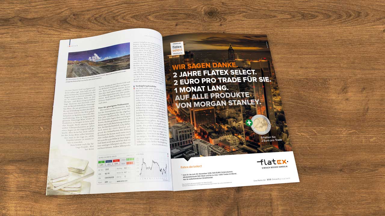 flatex 2 Jahre flatex select Anzeige Zwei Euro gratis - Morgan Stanley Two euros free - flatex