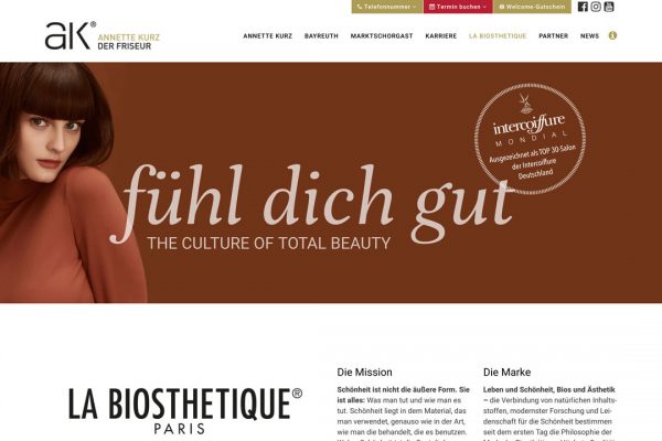 AK der Friseur Website - La Biosthetique Fühl Dich gut – AK online Feel good – AK online