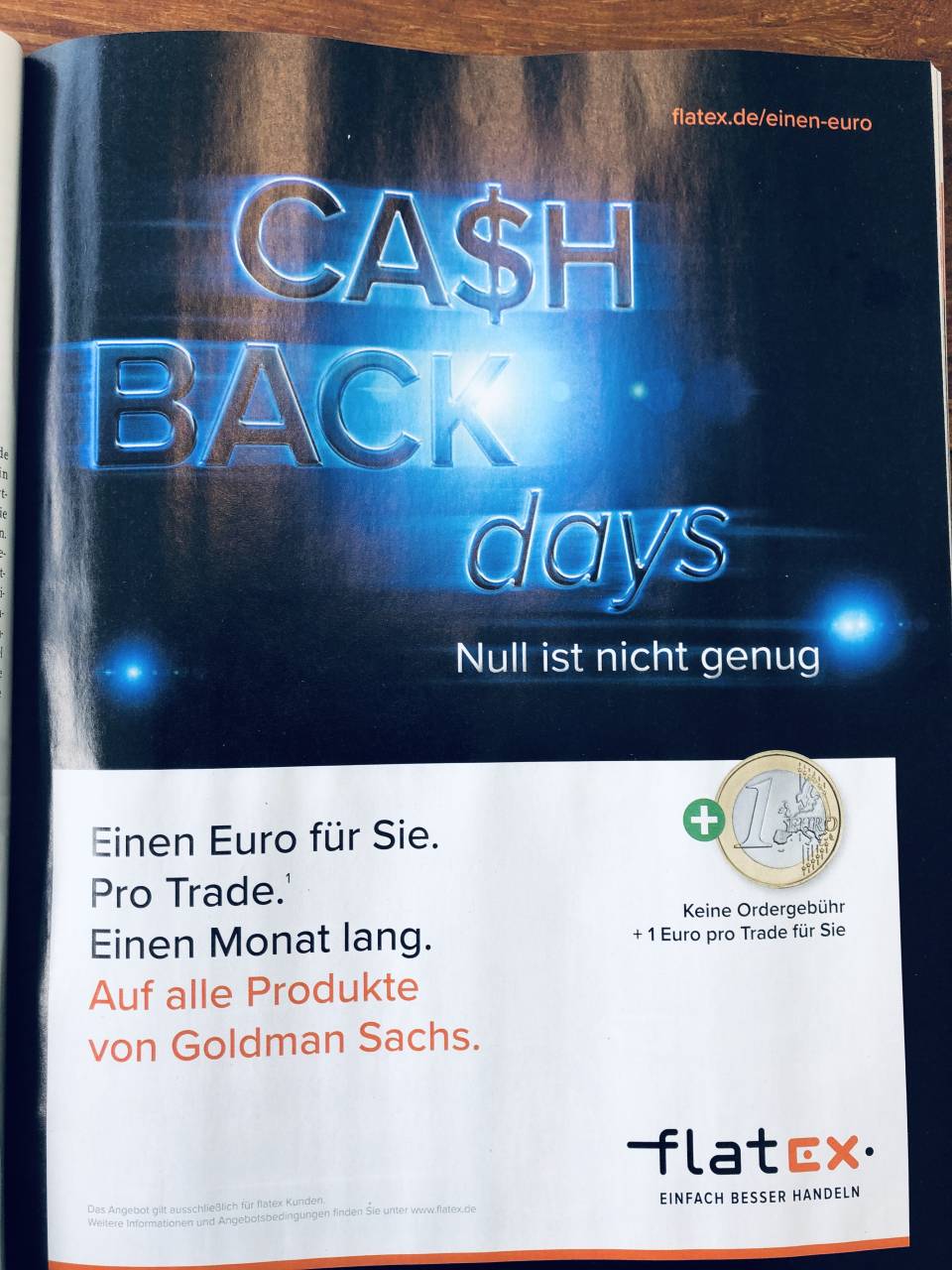 Cash Back Days flatex Anzeige